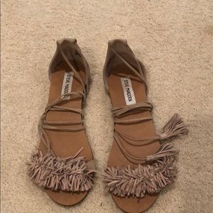 Steve Madden Taupe Ankle Tie Up Sandals